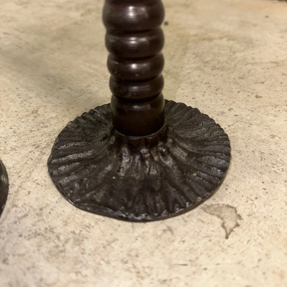 VTG Palm‎ Tree Candle Holders Set Brass 3 Bronze Metal Tropical Regency Decor